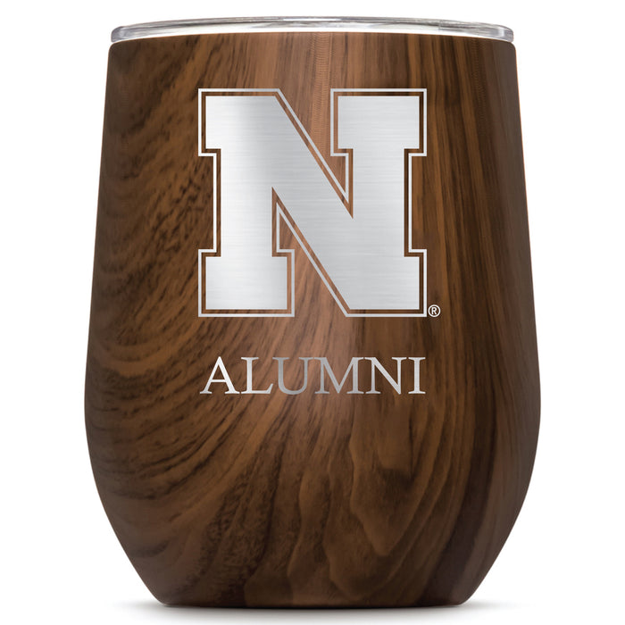 Corkcicle Stemless Wine Glass with Nebraska Cornhuskers Alumnit Primary Logo