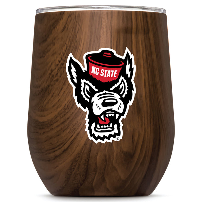 Corkcicle Stemless Wine Glass with NC State Wolfpack Wolf Head Logo