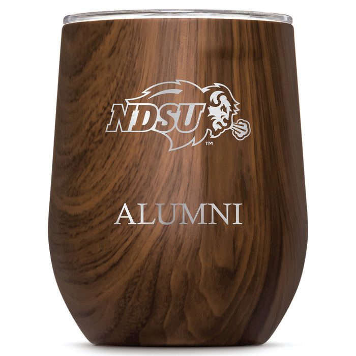 Corkcicle Stemless Wine Glass with North Dakota State Bison Alumnit Primary Logo