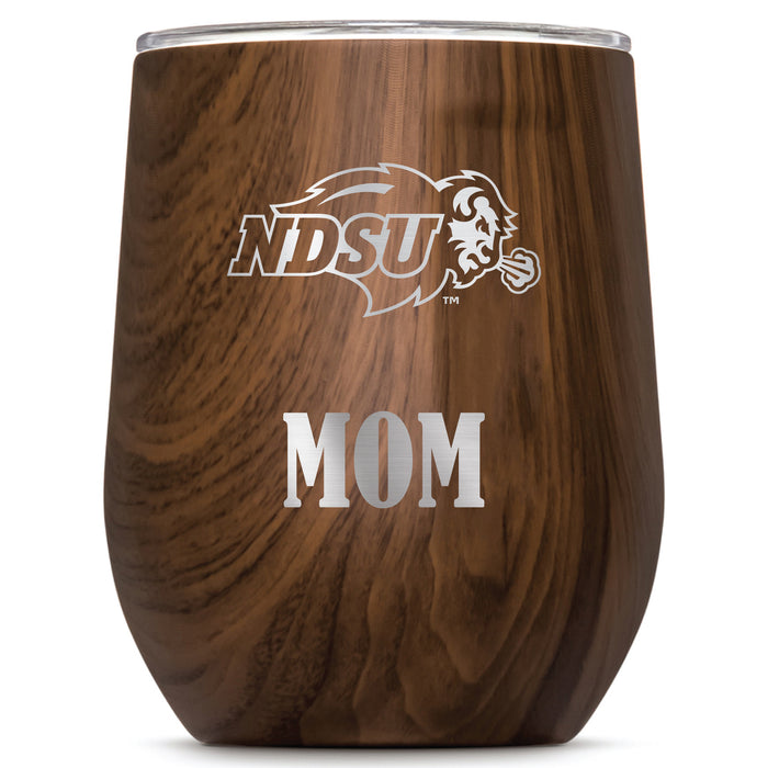 Corkcicle Stemless Wine Glass with North Dakota State Bison Mom Primary Logo