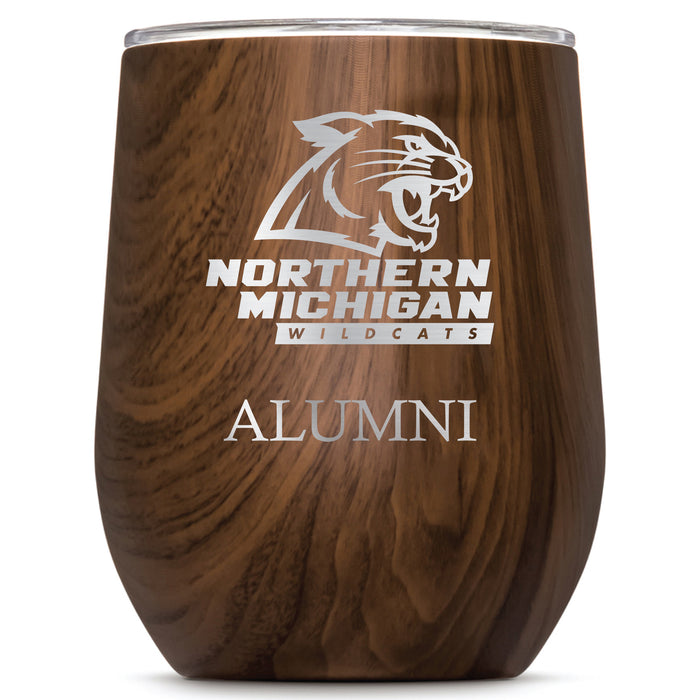 Corkcicle Stemless Wine Glass with Northern Michigan University Wildcats Alumnit Primary Logo