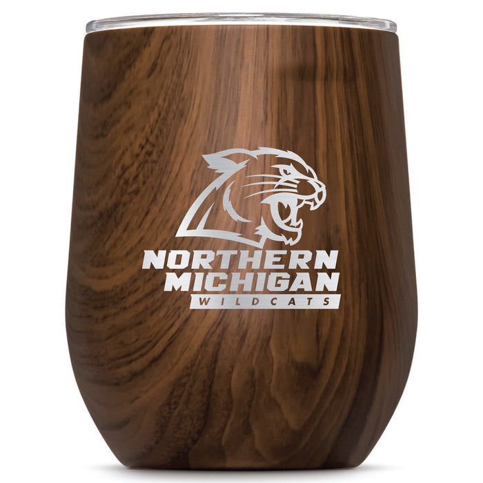 Corkcicle Stemless Wine Glass with Northern Michigan University Wildcats Primary Logo