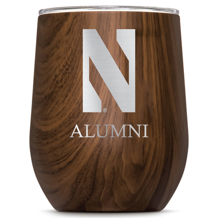 Corkcicle Stemless Wine Glass with Northwestern Wildcats Alumnit Primary Logo