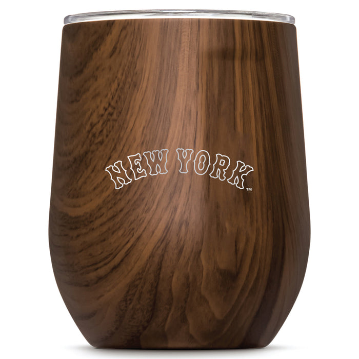 Corkcicle Stemless Wine Glass with New York Mets Wordmark Etched Logo