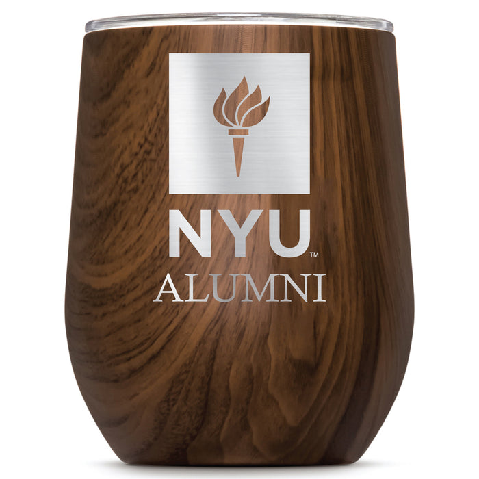 Corkcicle Stemless Wine Glass with NYU Alumnit Primary Logo