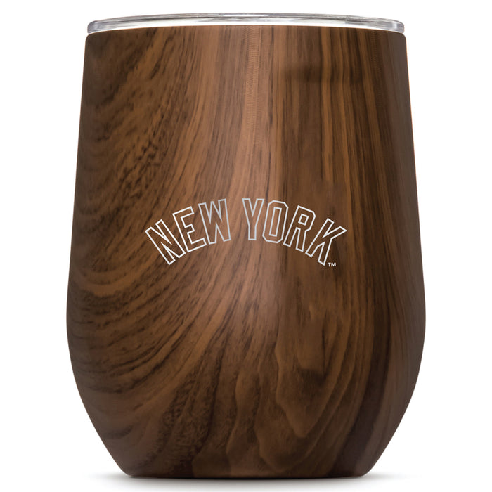 Corkcicle Stemless Wine Glass with New York Yankees Wordmark Etched Logo