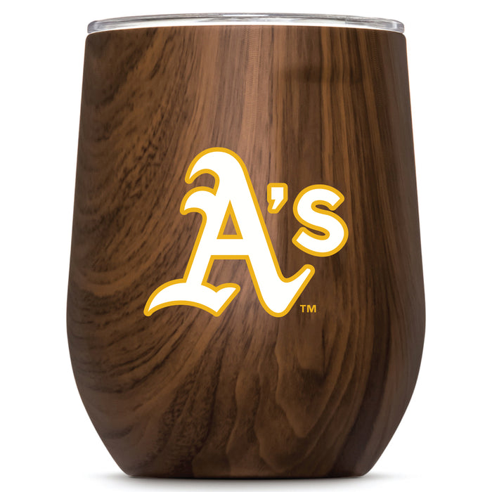 Corkcicle Stemless Wine Glass with Oakland Athletics Primary Logo