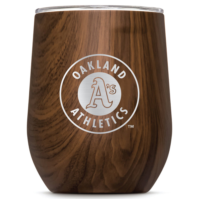 Corkcicle Stemless Wine Glass with Oakland Athletics Secondary Etched Logo