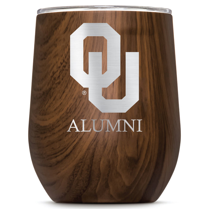Corkcicle Stemless Wine Glass with Oklahoma Sooners Alumnit Primary Logo