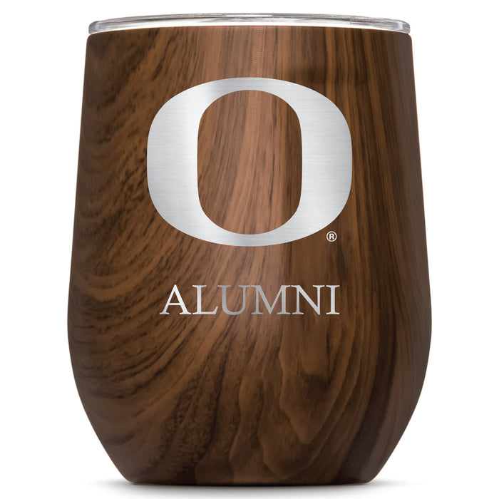 Corkcicle Stemless Wine Glass with Oregon Ducks Alumnit Primary Logo