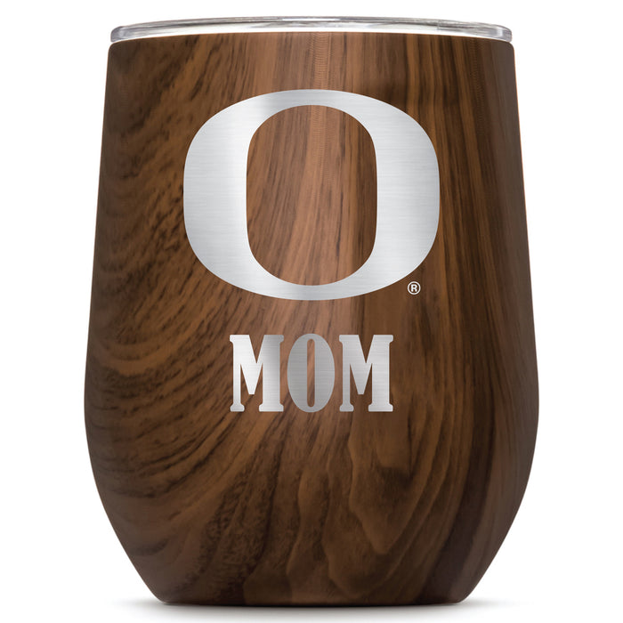Corkcicle Stemless Wine Glass with Oregon Ducks Mom Primary Logo