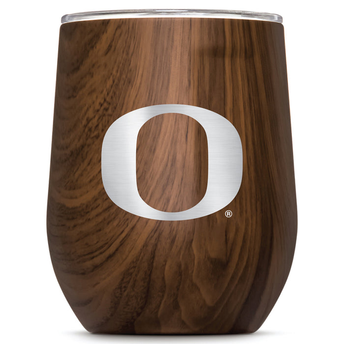 Corkcicle Stemless Wine Glass with Oregon Ducks Primary Logo