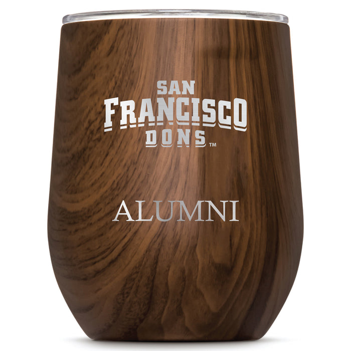 Corkcicle Stemless Wine Glass with San Francisco Dons Alumnit Primary Logo