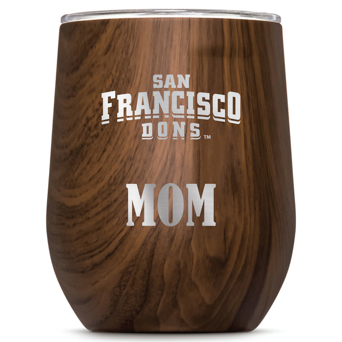 Corkcicle Stemless Wine Glass with San Francisco Dons Mom Primary Logo