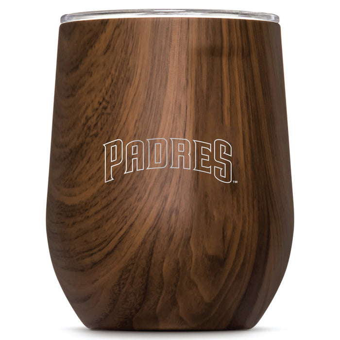 Corkcicle Stemless Wine Glass with San Diego Padres Secondary Etched Logo