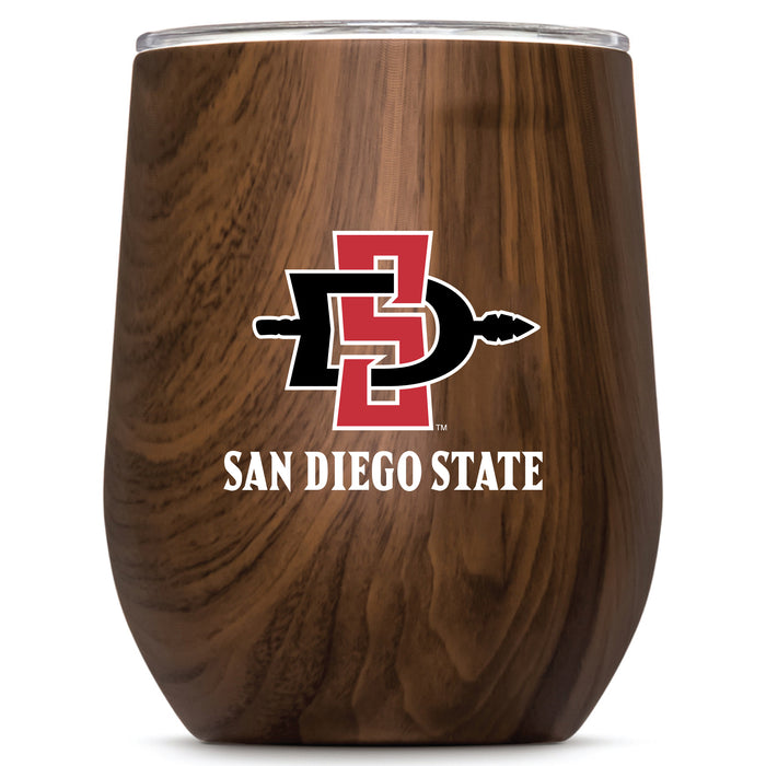 Corkcicle Stemless Wine Glass with San Diego State Aztecs Secondary Logo