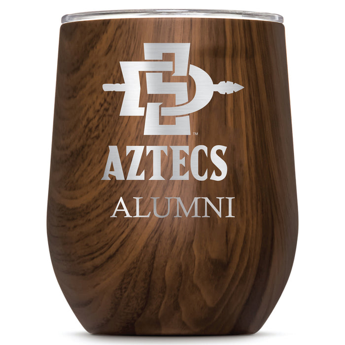 Corkcicle Stemless Wine Glass with San Diego State Aztecs Alumnit Primary Logo