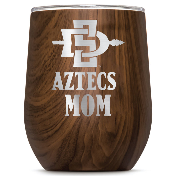 Corkcicle Stemless Wine Glass with San Diego State Aztecs Mom Primary Logo