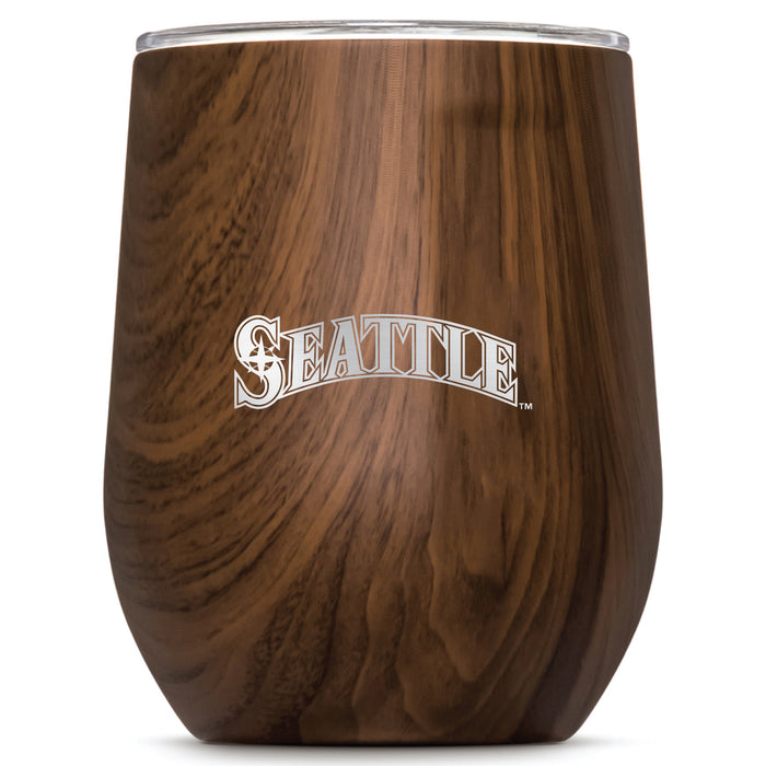 Corkcicle Stemless Wine Glass with Seattle Mariners Wordmark Etched Logo