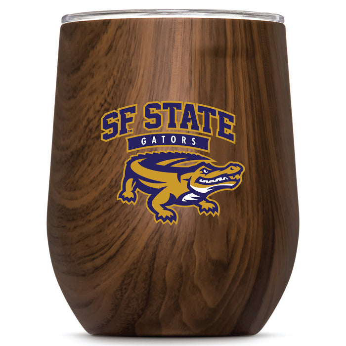 Corkcicle Stemless Wine Glass with San Francisco State U Gators Primary Logo