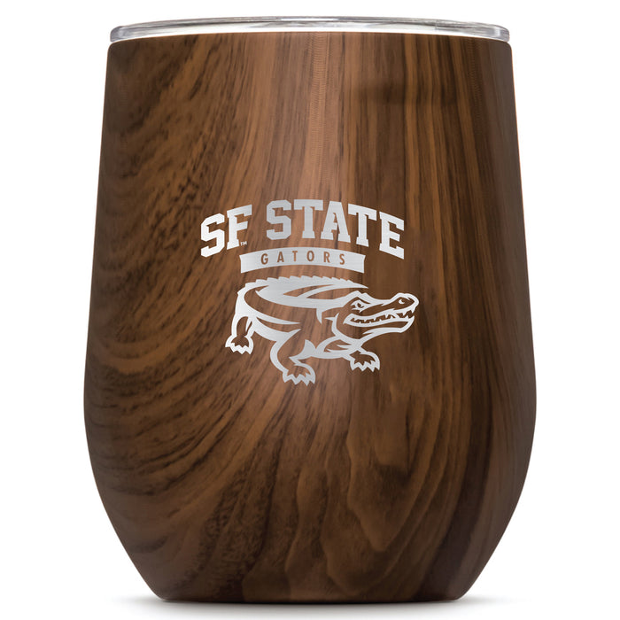 Corkcicle Stemless Wine Glass with San Francisco State U Gators Primary Logo