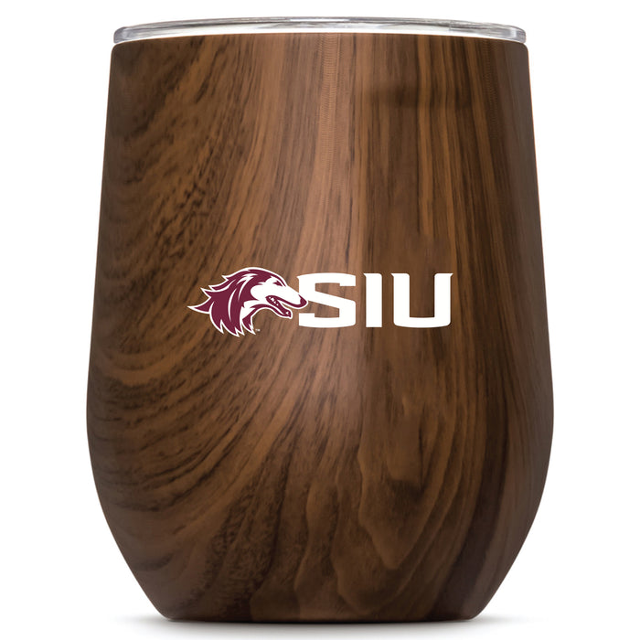 Corkcicle Stemless Wine Glass with Southern Illinois Salukis Secondary Logo