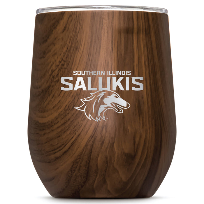 Corkcicle Stemless Wine Glass with Southern Illinois Salukis Primary Logo