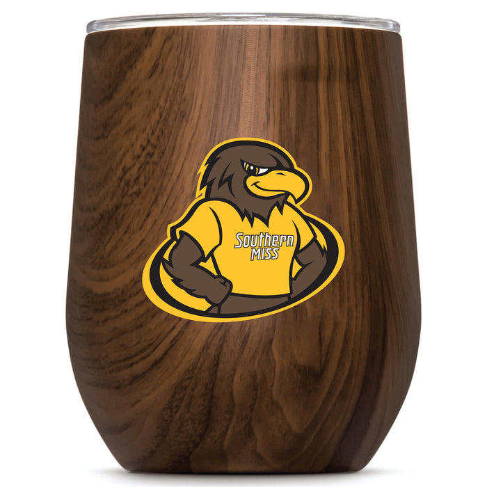 Corkcicle Stemless Wine Glass with Southern Mississippi Golden Eagles Secondary Logo