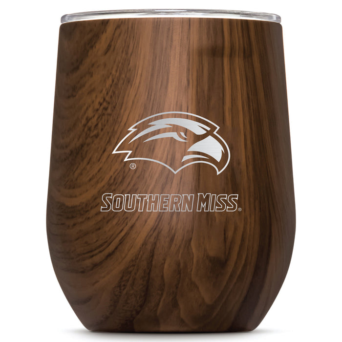 Corkcicle Stemless Wine Glass with Southern Mississippi Golden Eagles Primary Logo