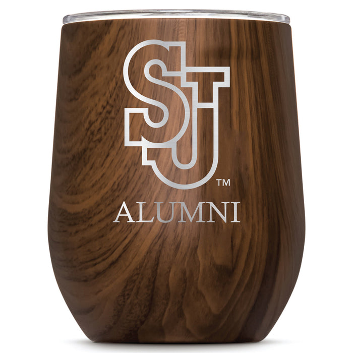 Corkcicle Stemless Wine Glass with St. John's Red Storm Alumnit Primary Logo