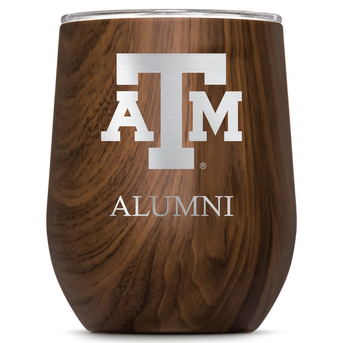 Corkcicle Stemless Wine Glass with Texas A&M Aggies Alumnit Primary Logo