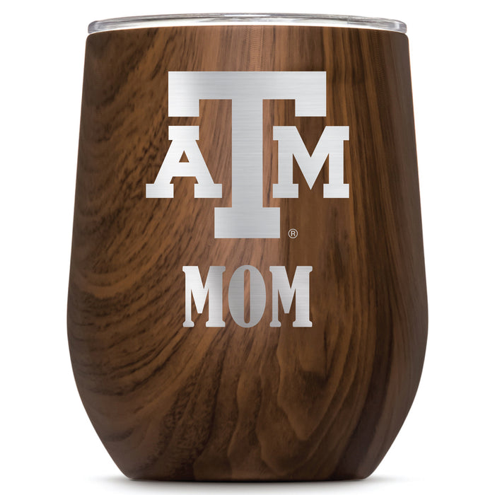 Corkcicle Stemless Wine Glass with Texas A&M Aggies Mom Primary Logo