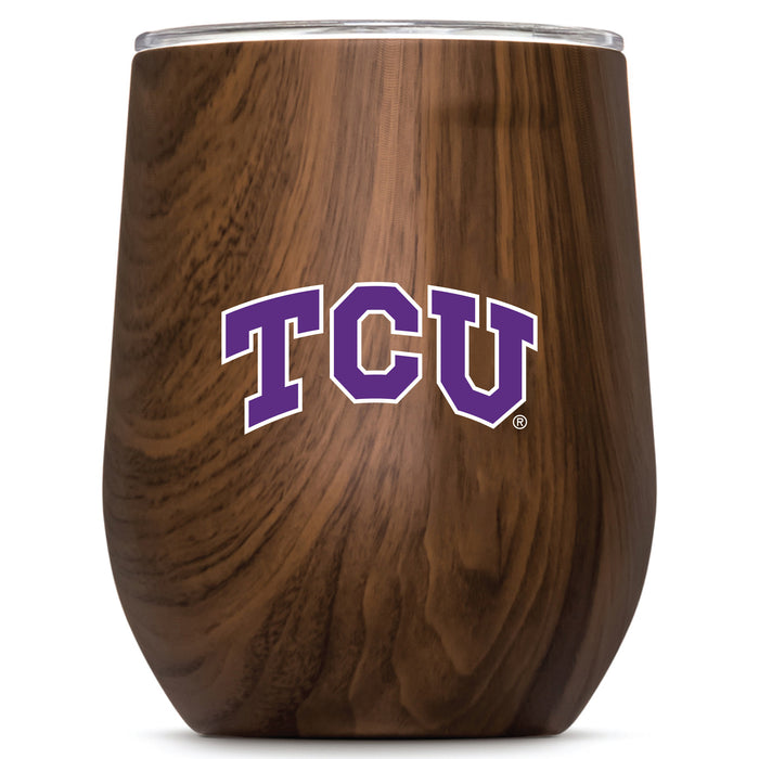 Corkcicle Stemless Wine Glass with Texas Christian University Horned Frogs Primary Logo
