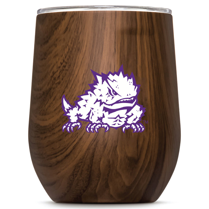 Corkcicle Stemless Wine Glass with Texas Christian University Horned Frogs Secondary Logo