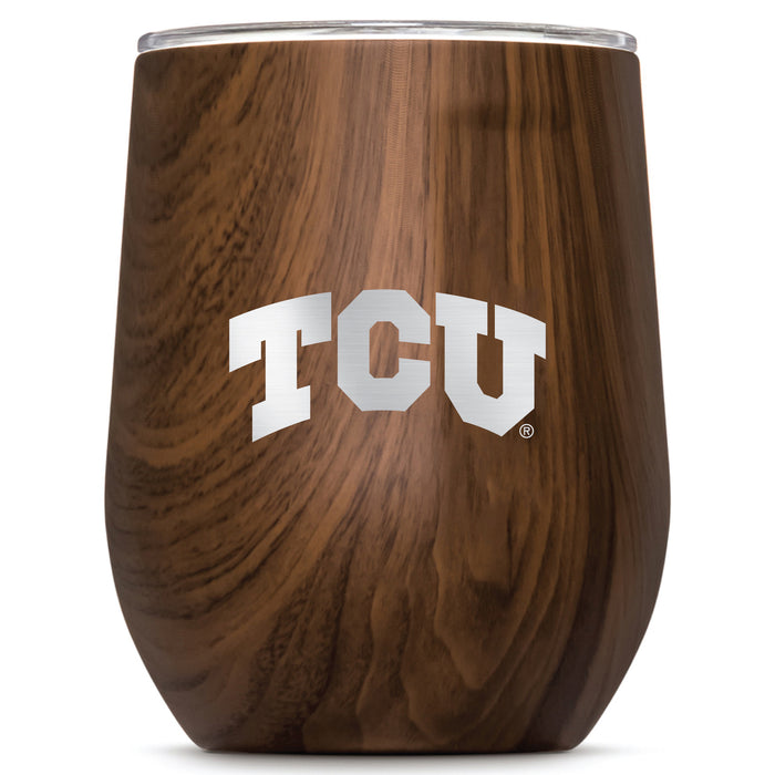 Corkcicle Stemless Wine Glass with Texas Christian University Horned Frogs Primary Logo