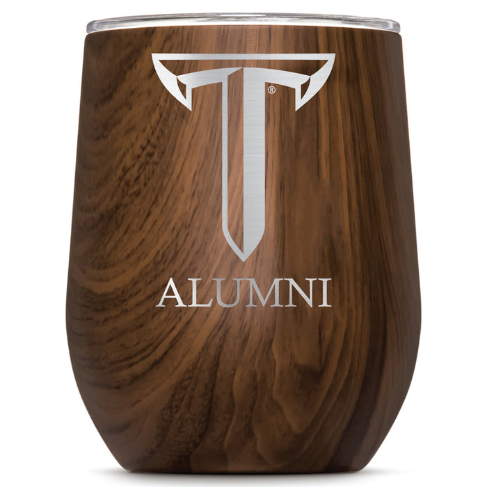 Corkcicle Stemless Wine Glass with Troy Trojans Alumnit Primary Logo