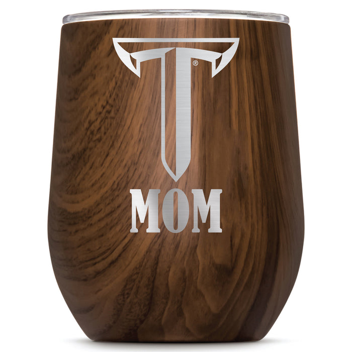 Corkcicle Stemless Wine Glass with Troy Trojans Mom Primary Logo