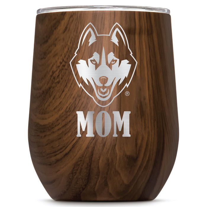 Corkcicle Stemless Wine Glass with Uconn Huskies Mom Primary Logo