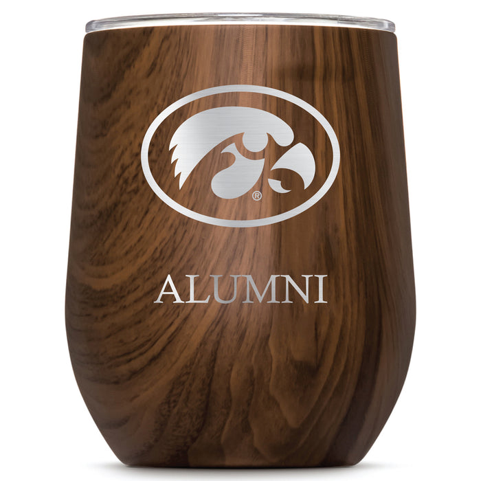 Corkcicle Stemless Wine Glass with Iowa Hawkeyes Alumnit Primary Logo