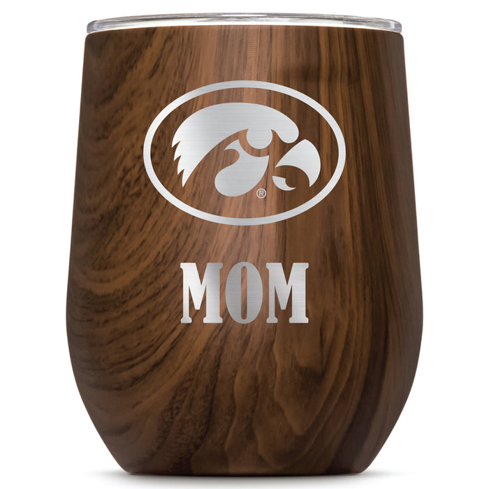 Corkcicle Stemless Wine Glass with Iowa Hawkeyes Mom Primary Logo