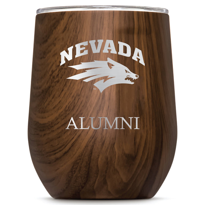 Corkcicle Stemless Wine Glass with Nevada Wolf Pack Alumnit Primary Logo