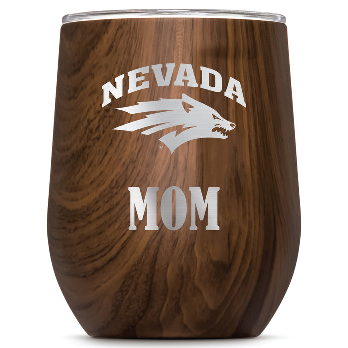 Corkcicle Stemless Wine Glass with Nevada Wolf Pack Mom Primary Logo