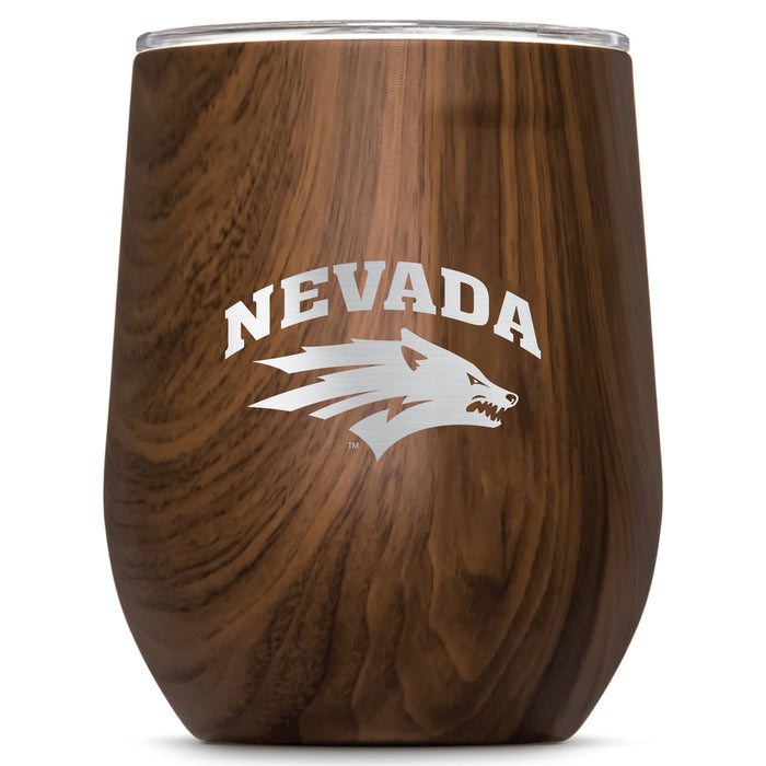 Corkcicle Stemless Wine Glass with Nevada Wolf Pack Primary Logo