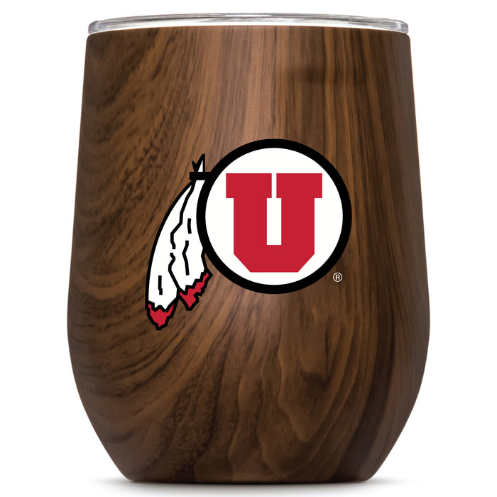 Corkcicle Stemless Wine Glass with Utah Utes Primary Logo