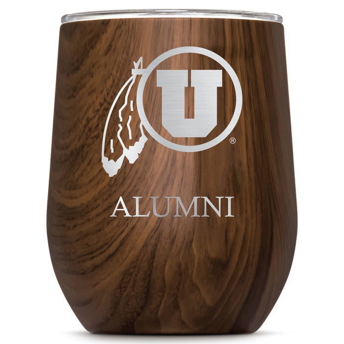 Corkcicle Stemless Wine Glass with Utah Utes Alumnit Primary Logo