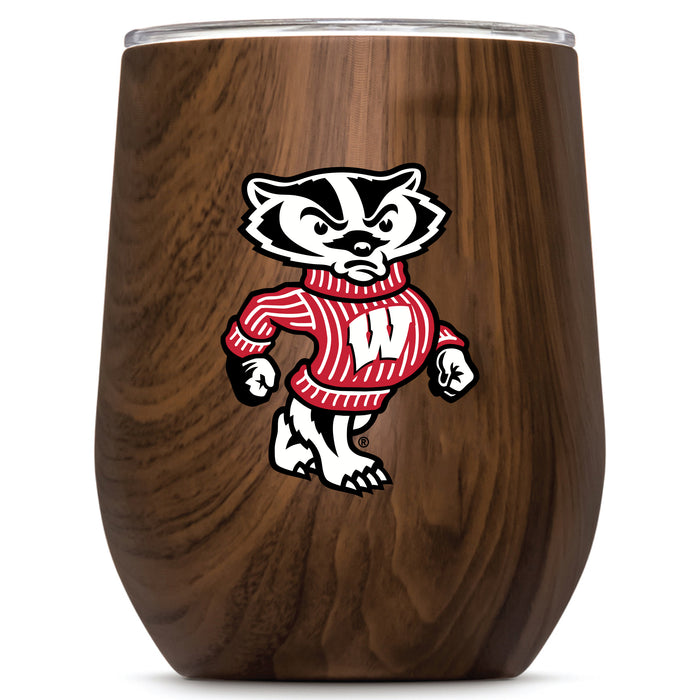 Corkcicle Stemless Wine Glass with Wisconsin Badgers Secondary Logo