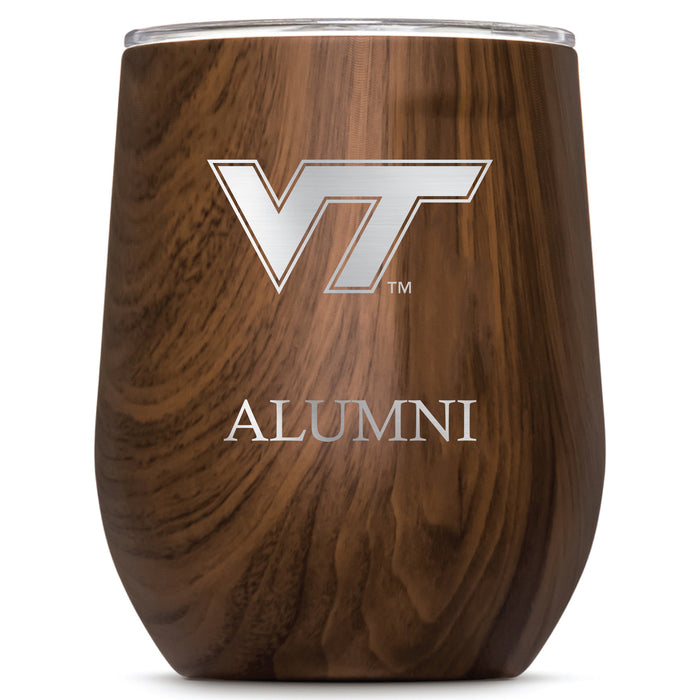 Corkcicle Stemless Wine Glass with Virginia Tech Hokies Alumnit Primary Logo