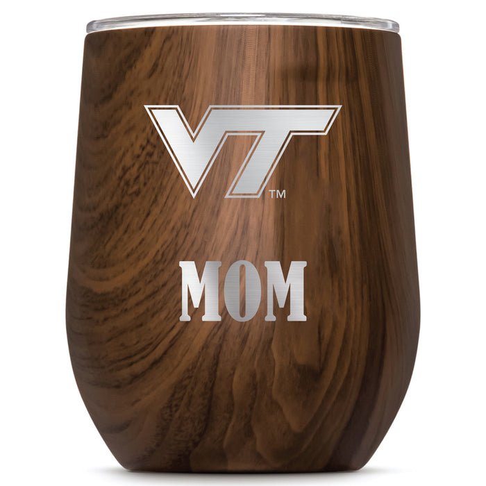 Corkcicle Stemless Wine Glass with Virginia Tech Hokies Mom Primary Logo