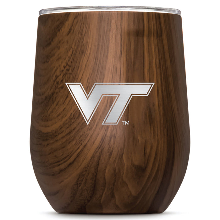 Corkcicle Stemless Wine Glass with Virginia Tech Hokies Primary Logo