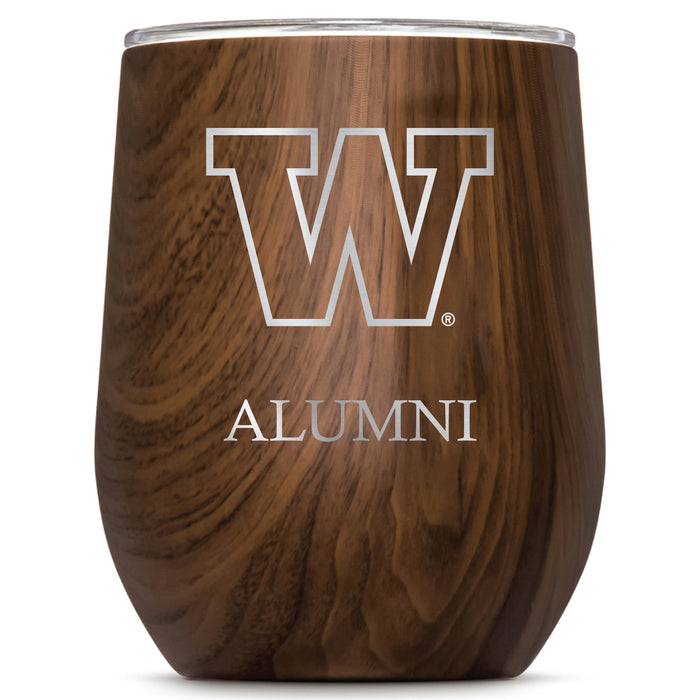 Corkcicle Stemless Wine Glass with Washington Huskies Alumnit Primary Logo